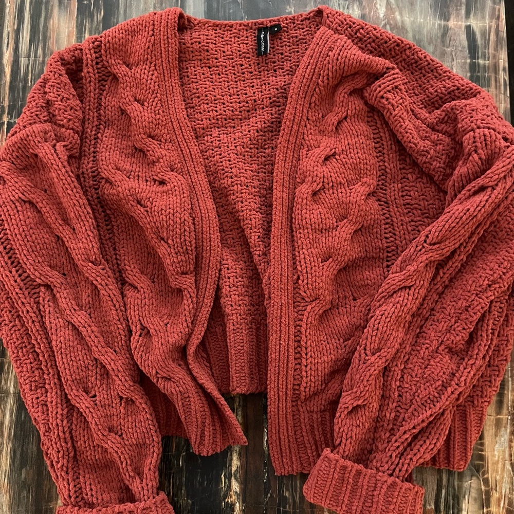orange cardigan